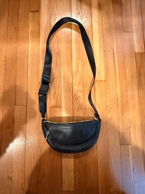 Sondra Roberts Black Leather Tote with Gold Hardware
